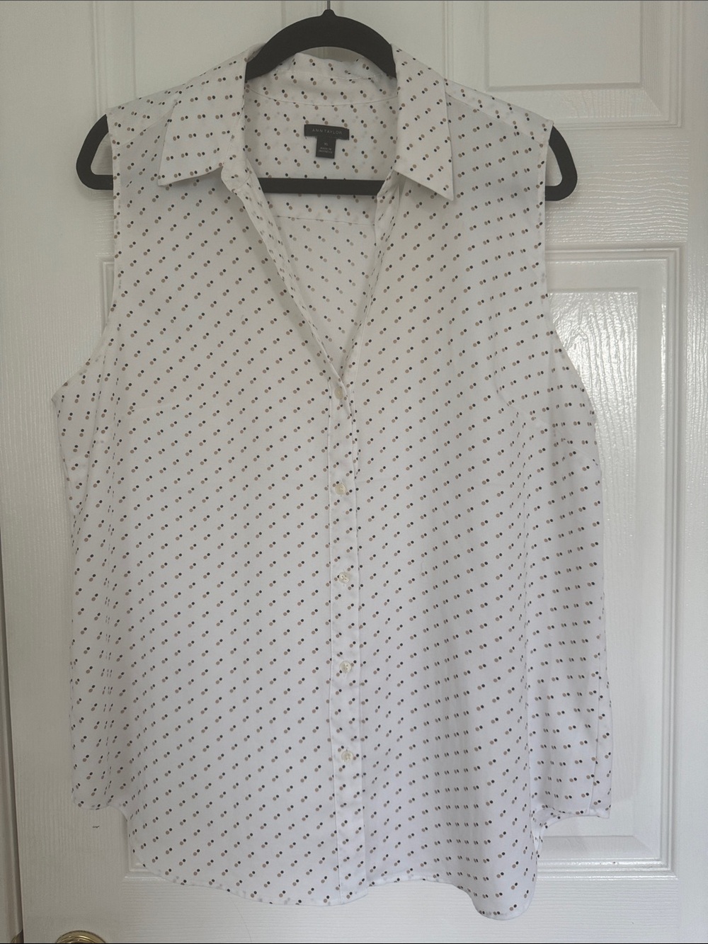 Polka dot sleeveless Ann Taylor top